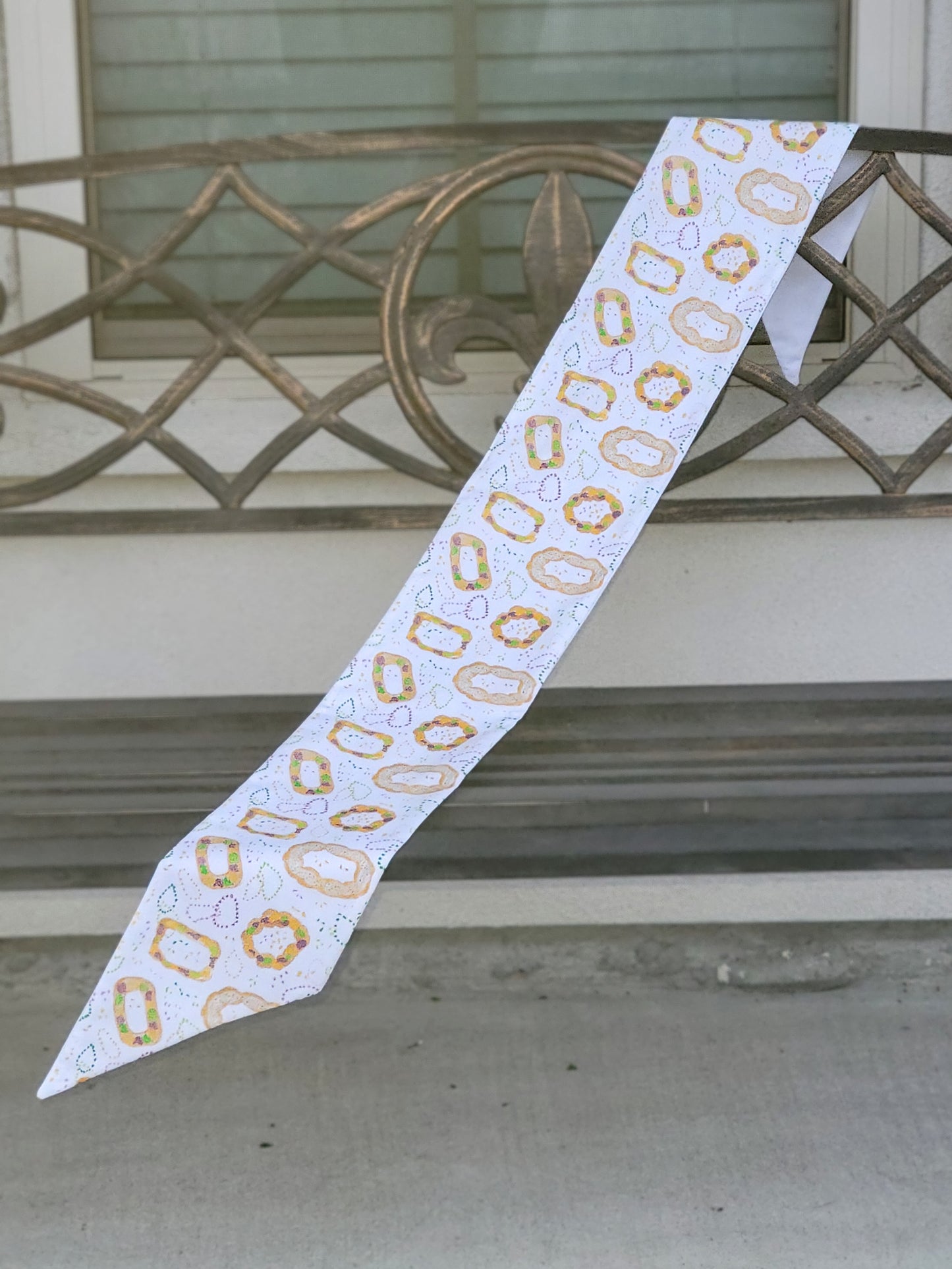 King Cake Mardi Gras wreath Sash