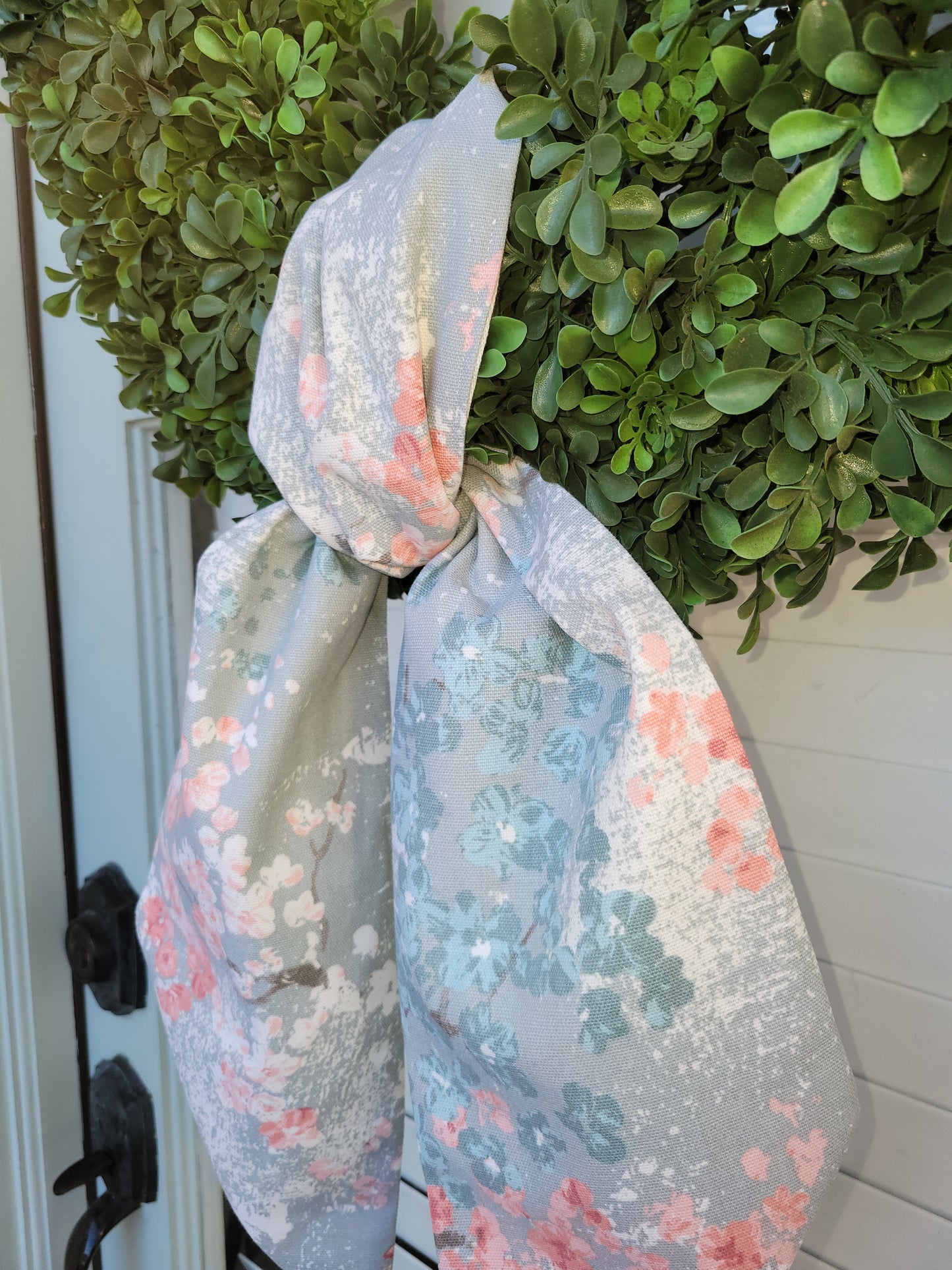 Pink & Blue Blossoms Wreath Sash