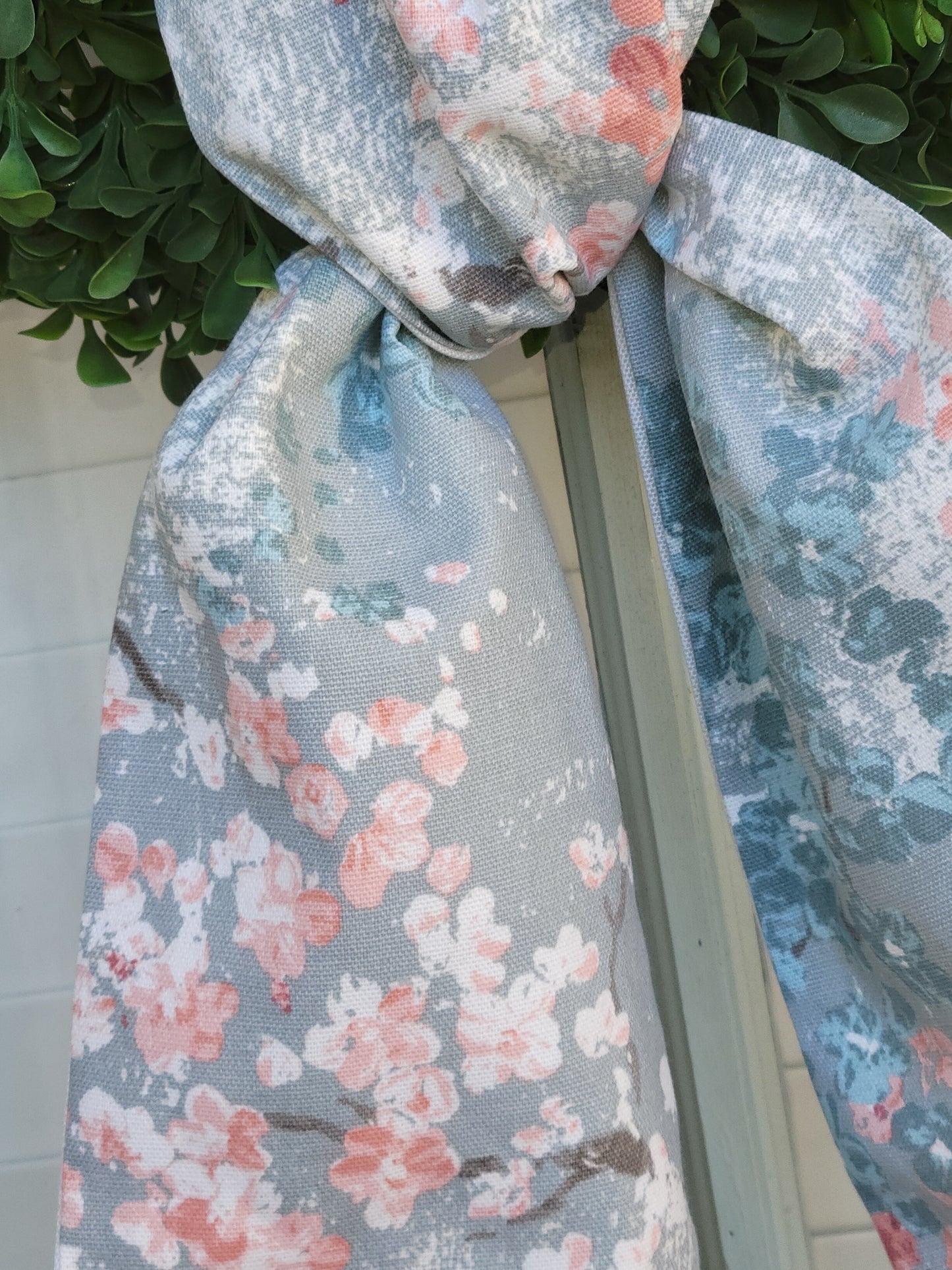 Pink & Blue Blossoms Wreath Sash