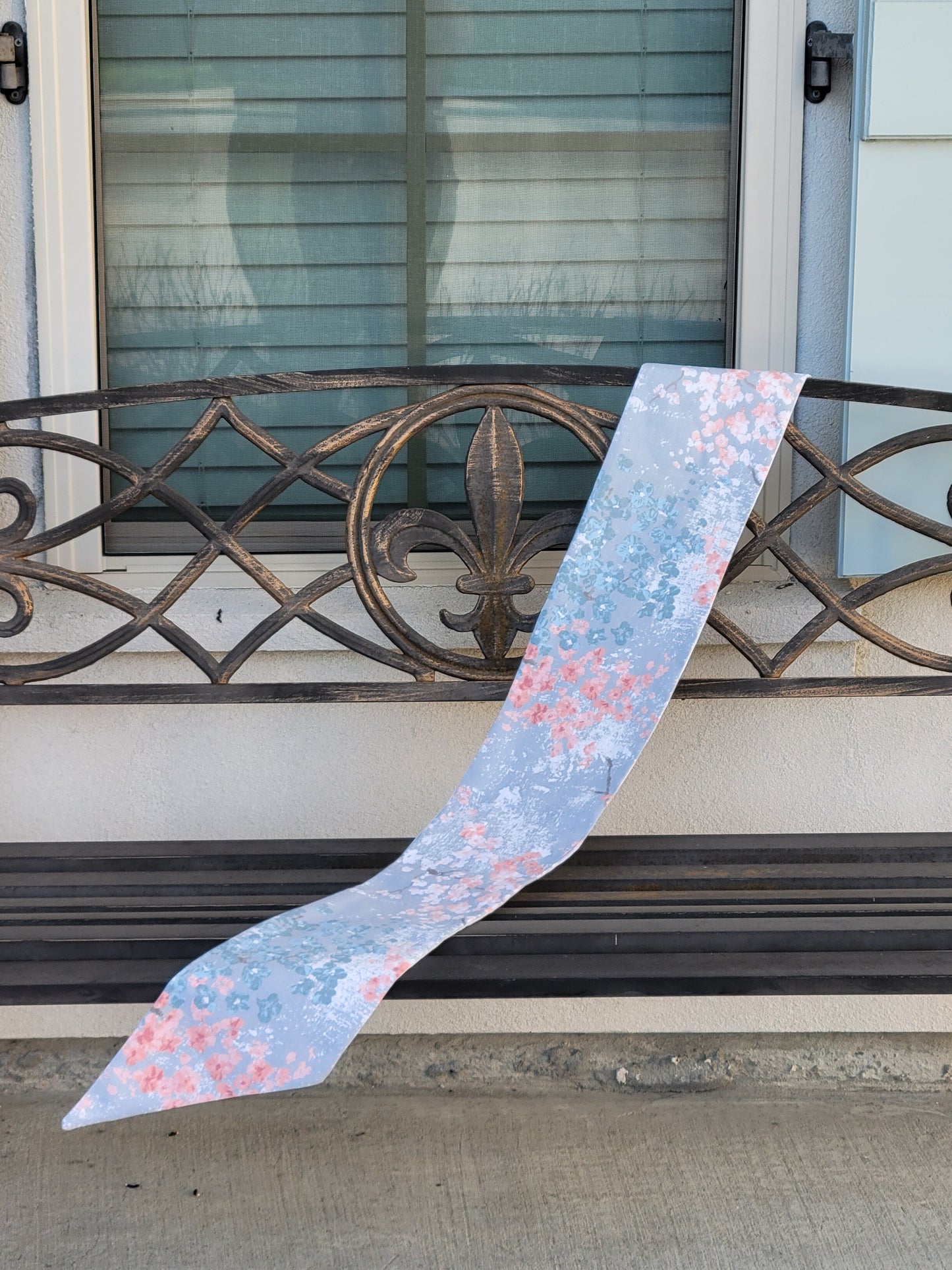 Pink & Blue Blossoms Wreath Sash